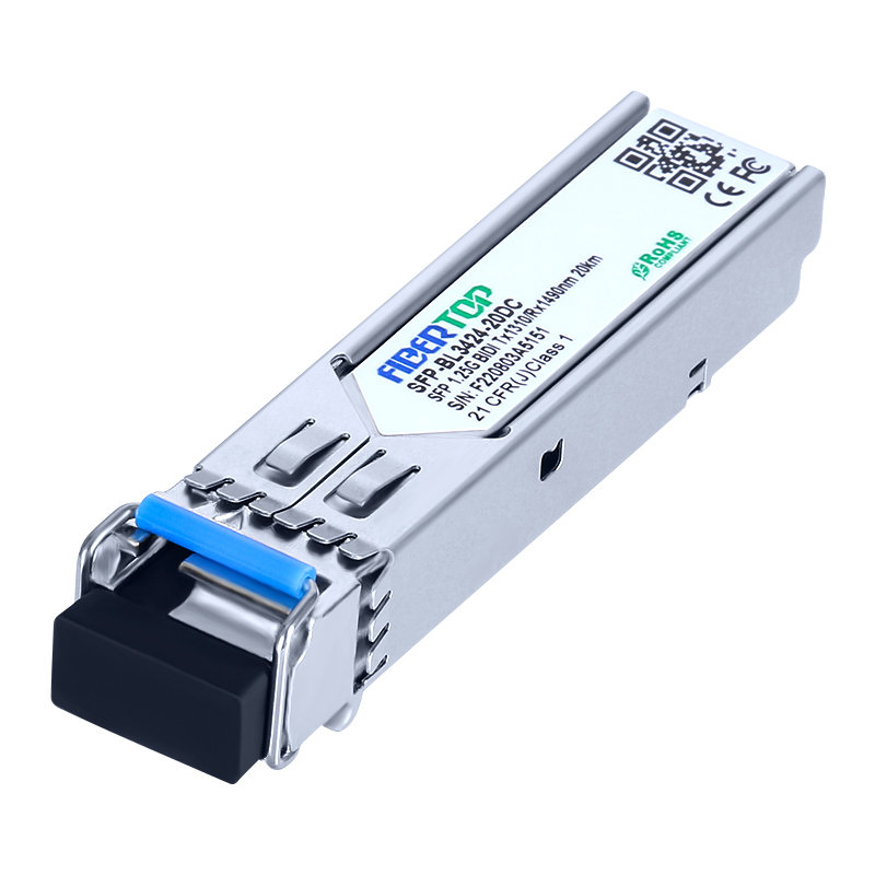 Ricetrasmettitore SFP BIDI 1000Base-BX compatibile Juniper® SFP-GE20KT13R14 SMF 1310nm Tx/1490nm Rx 20 km DOM LC singolo
